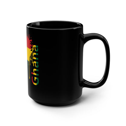 Ghana Flag Drip Black Coffee Mug, 15 oz