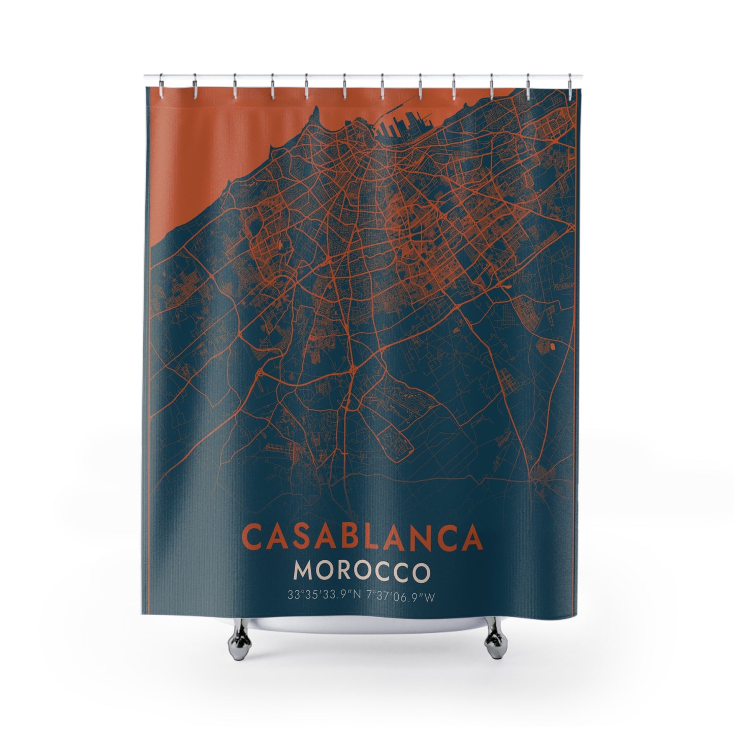 Casablanca, Morocco City Map Print Shower Curtain
