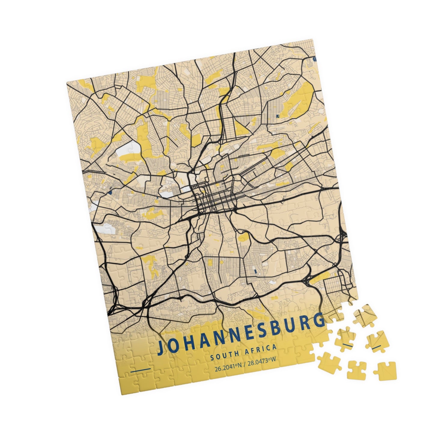 Johannesburg South Africa City Map Puzzle | Minimalist Aerial Topography Jigsaw