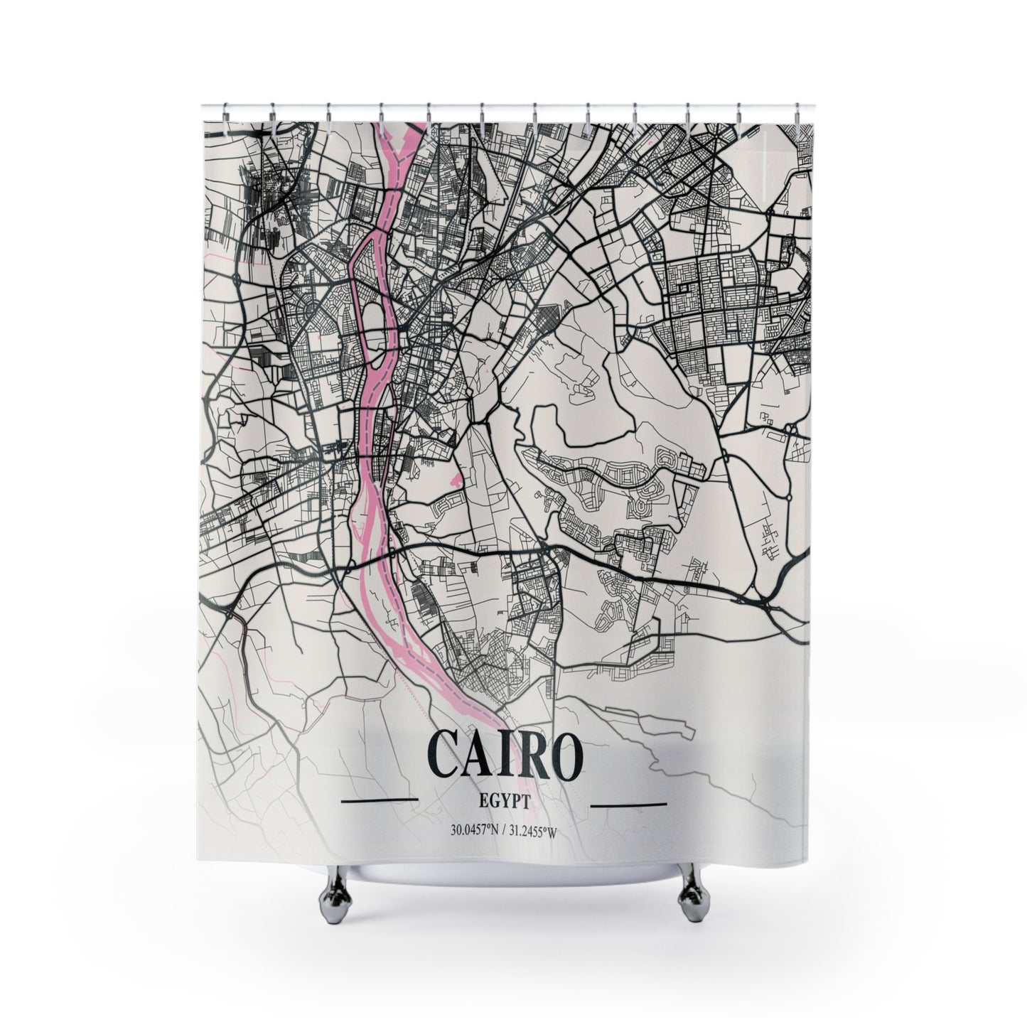Cairo, Egypt City Map Print Shower Curtain