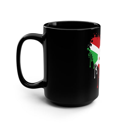 Burundi Flag Drip Black Coffee Mug, 15 oz