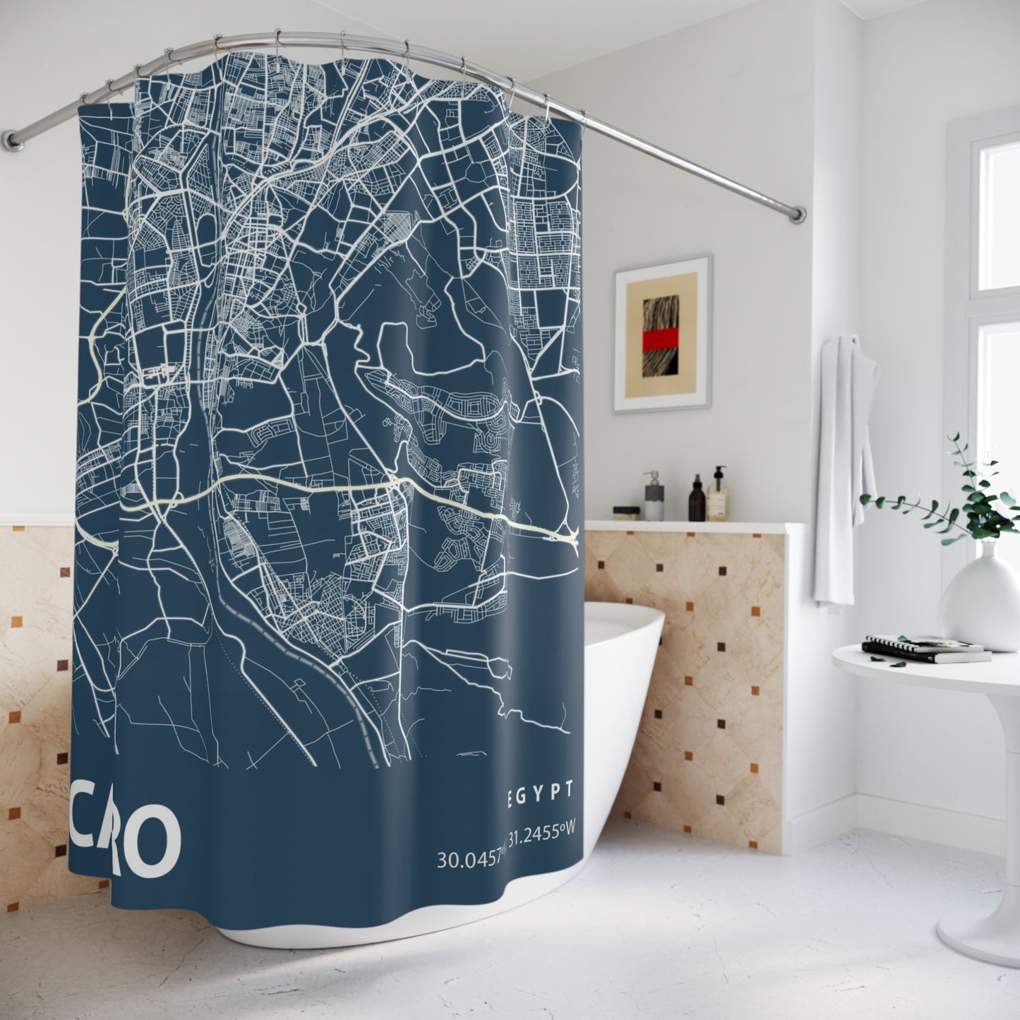 Cairo Egypt City Map Print Shower Curtain