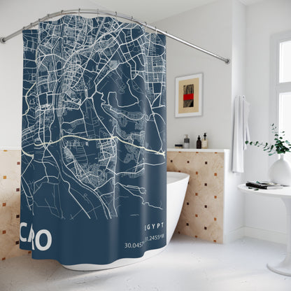 Cairo Egypt City Map Print Shower Curtain