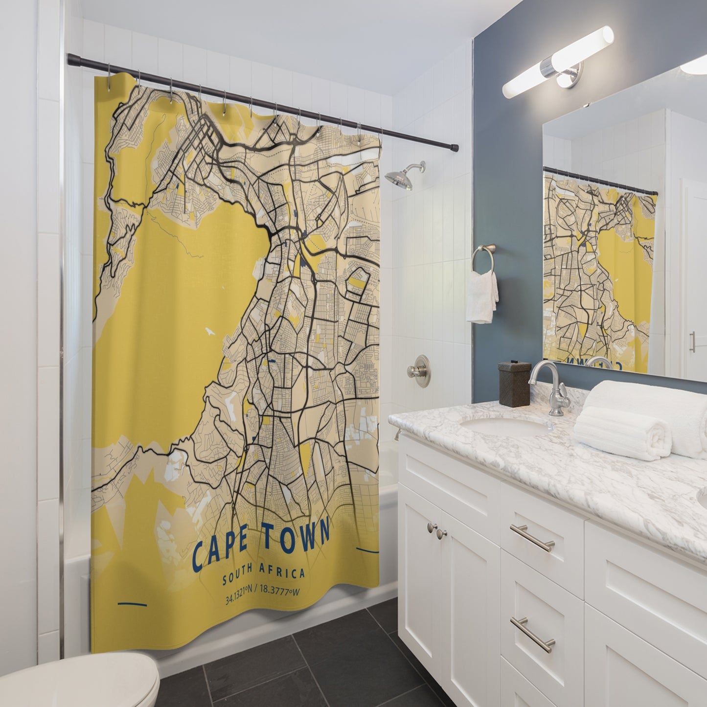 Cape Town South Africa City Map Print Shower Curtain