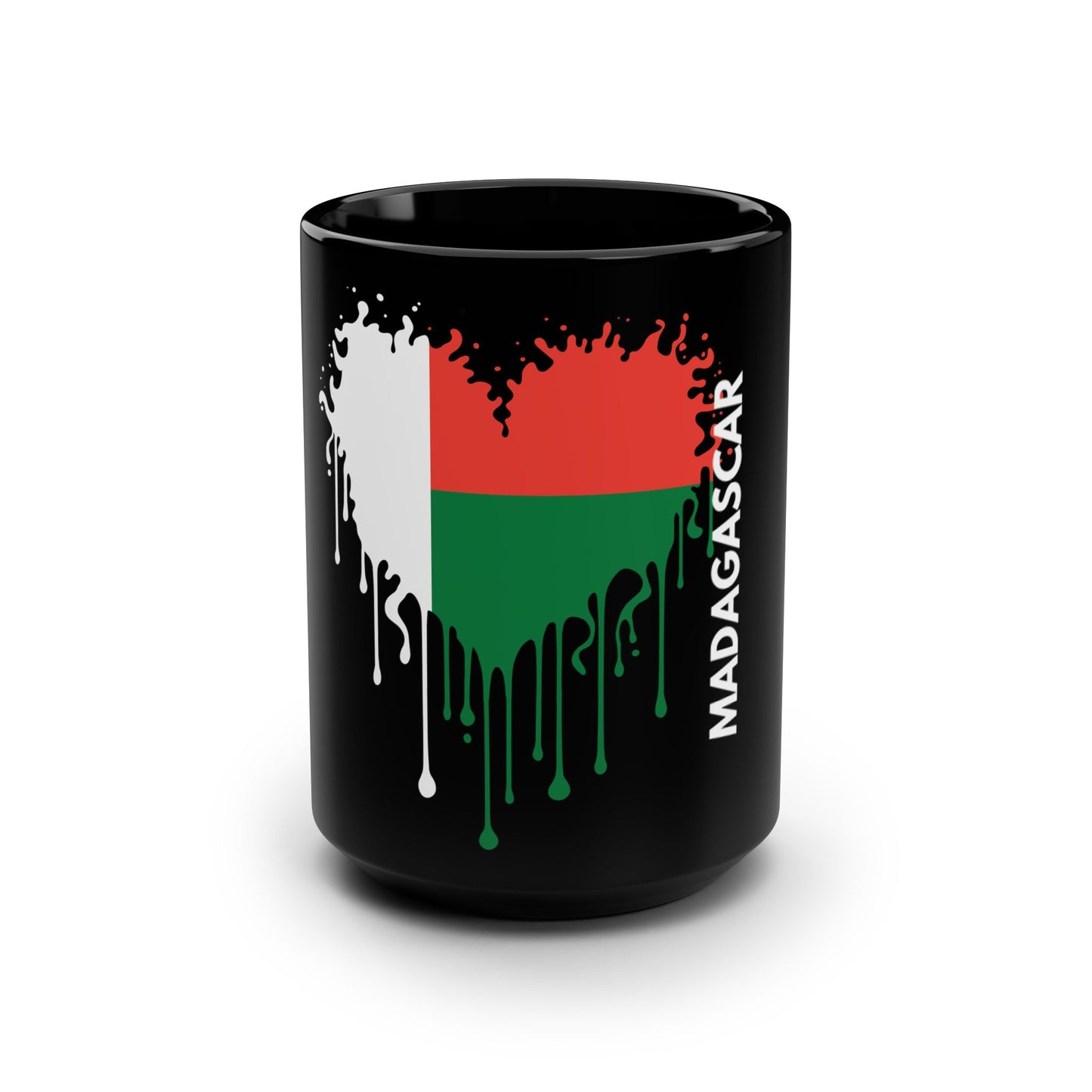 Madagascar Flag Drip Black Coffee Mug, 15 oz