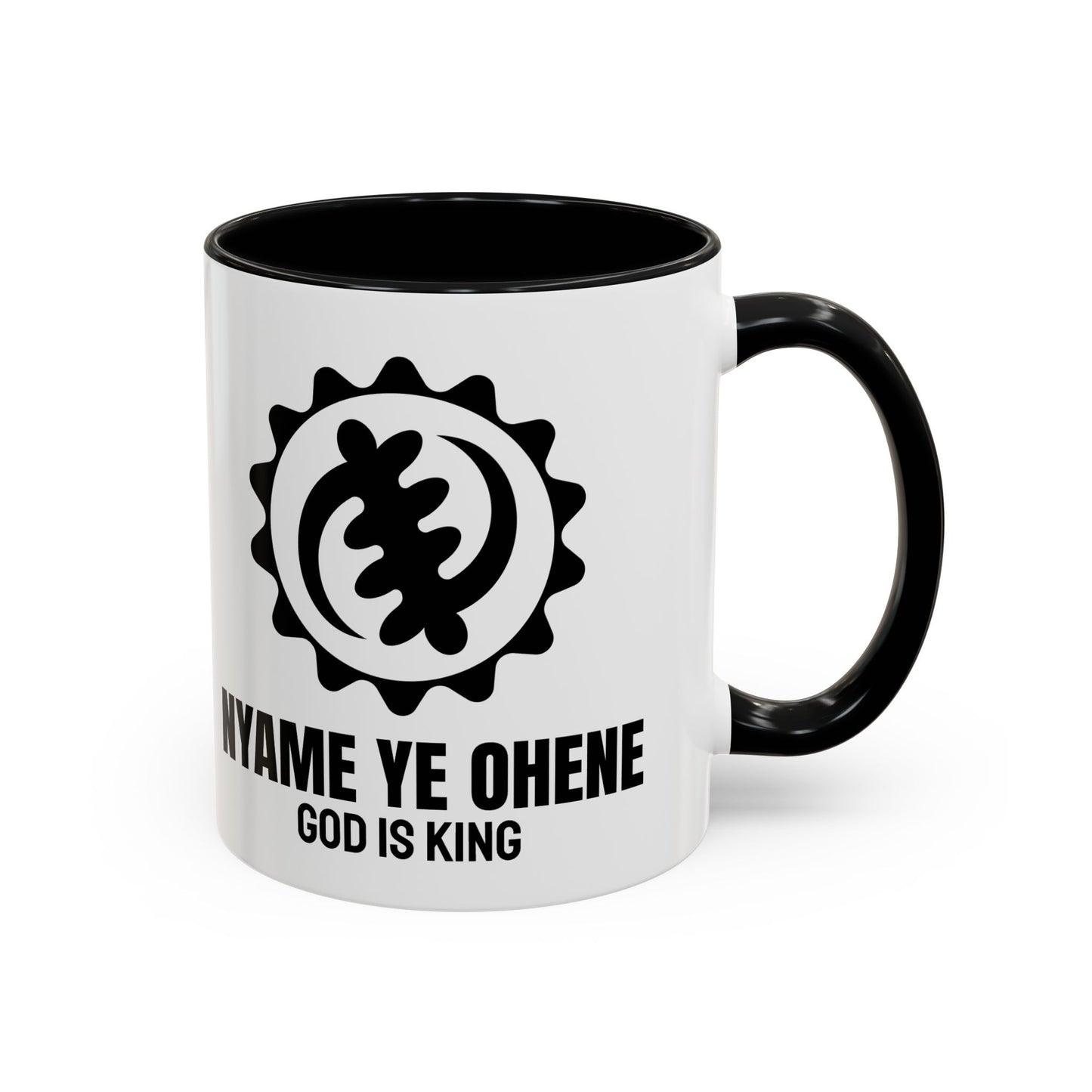 Adinkra Symbol Coffee Mug NYAME YE OHENE - African Faith & Royalty