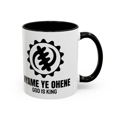 Adinkra Symbol Coffee Mug NYAME YE OHENE - African Faith & Royalty