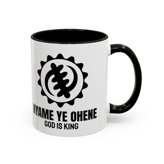 Adinkra Symbol Coffee Mug NYAME YE OHENE - African Faith & Royalty