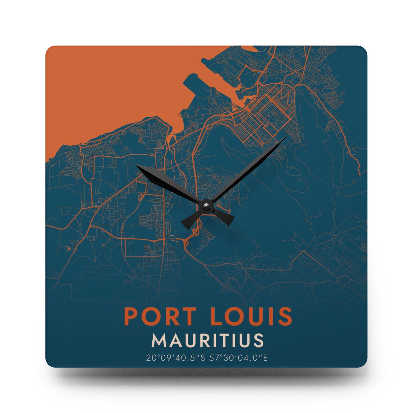 Port Louis Mauritius City Map Square Wall Clock