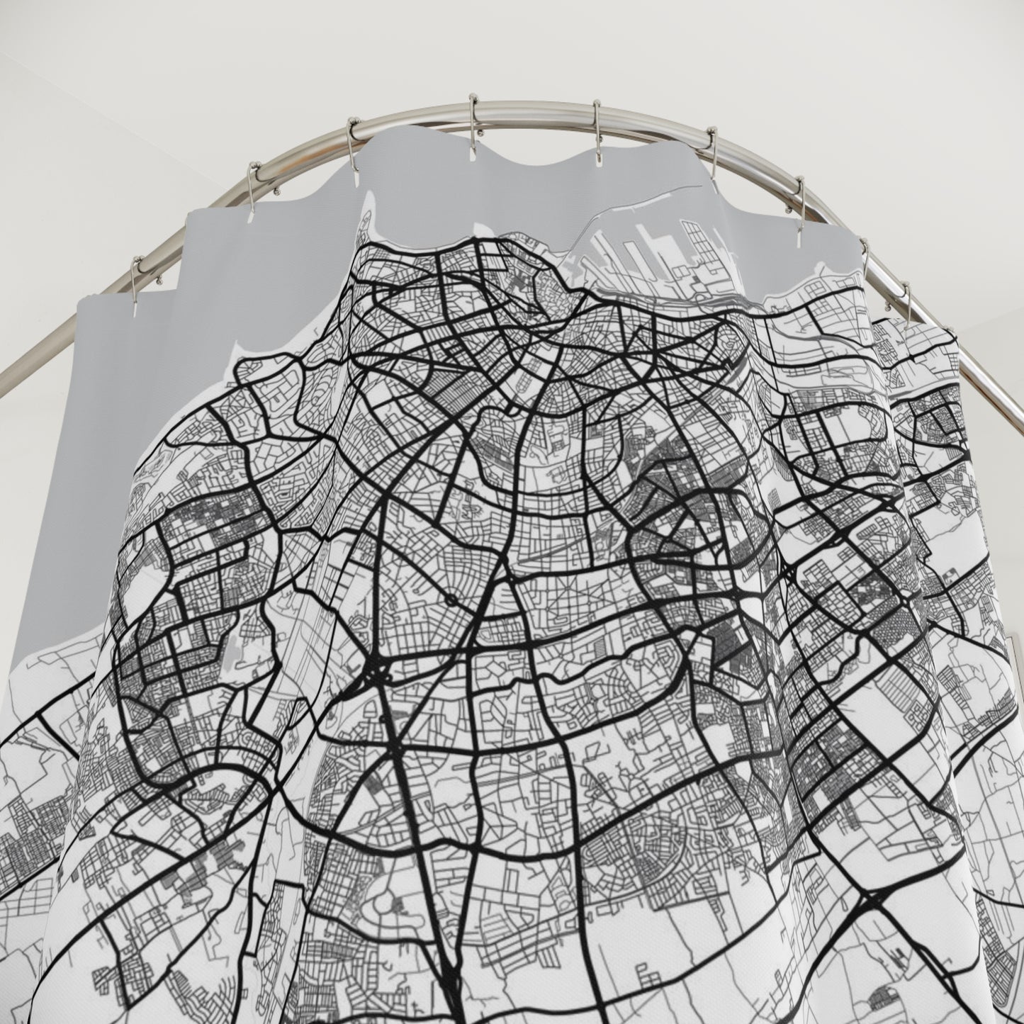 Casablanca, Morocco City Map Print Shower Curtain