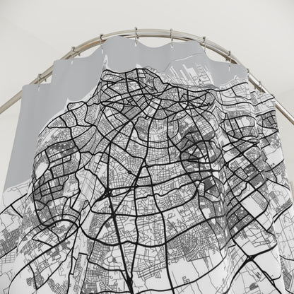 Casablanca, Morocco City Map Print Shower Curtain