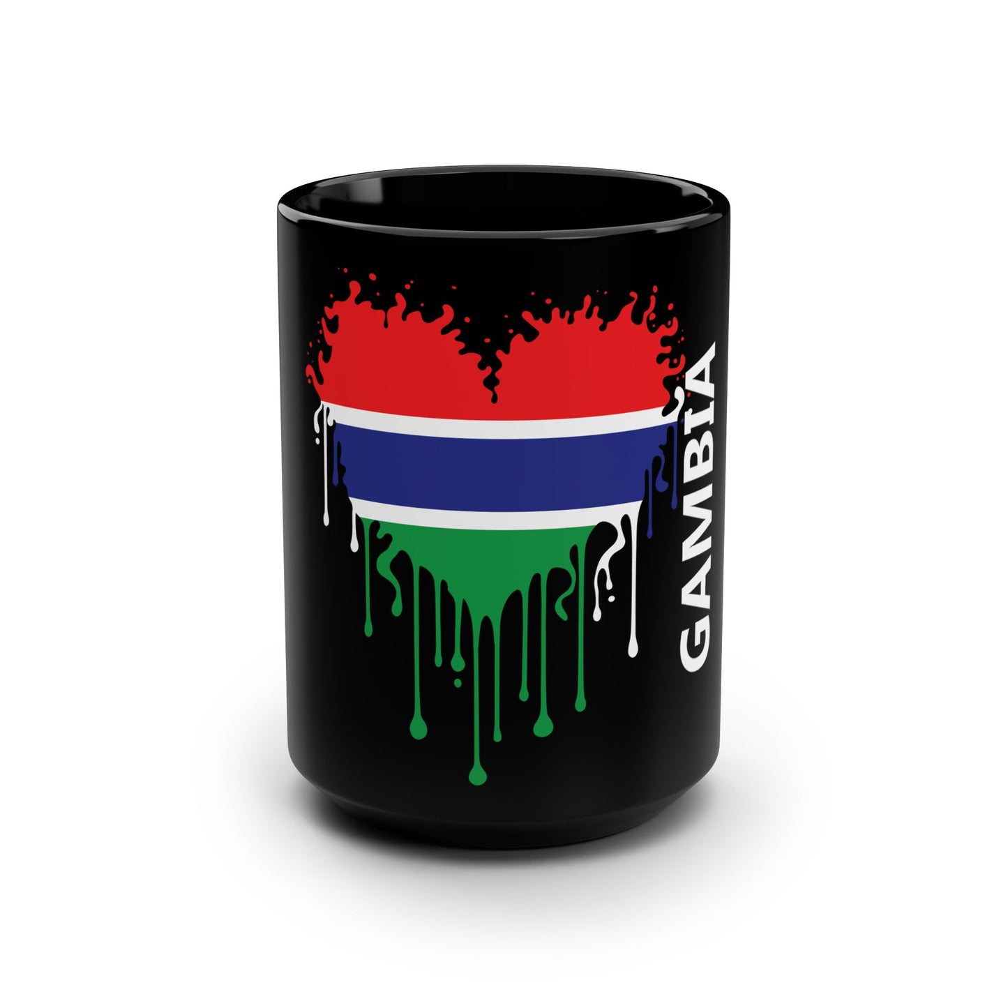 The Gambia Flag Drip Black Coffee Mug, 15 oz