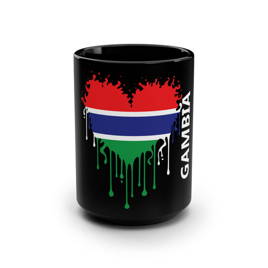 The Gambia Flag Drip Black Coffee Mug, 15 oz