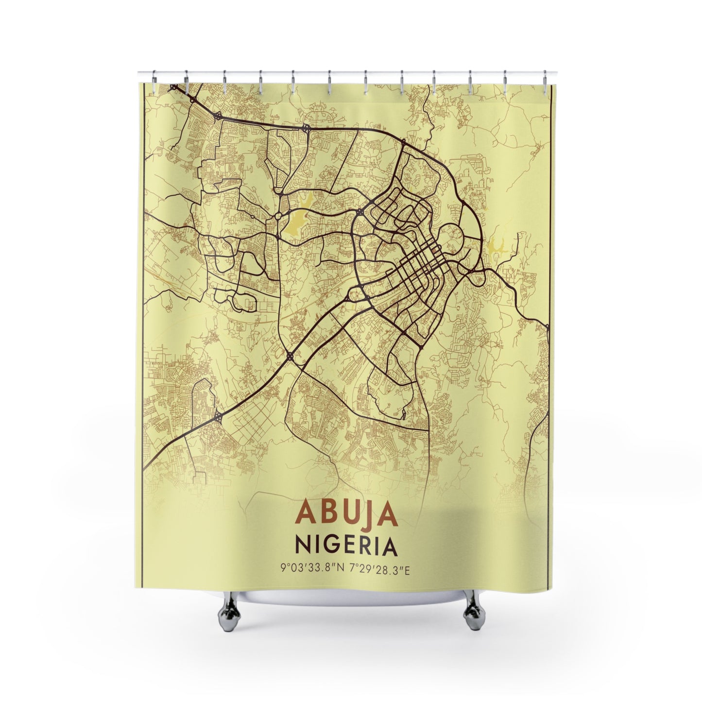 Abuja, Nigeria City Map Print Shower Curtain