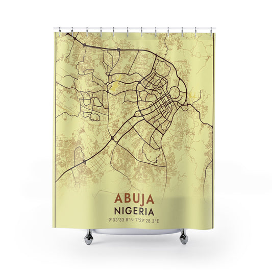 Abuja, Nigeria City Map Print Shower Curtain