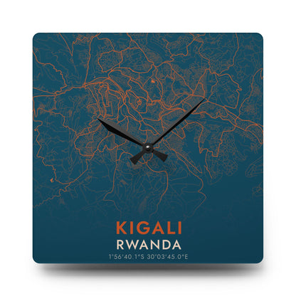 Kigali Rwanda City Map Square Wall Clock