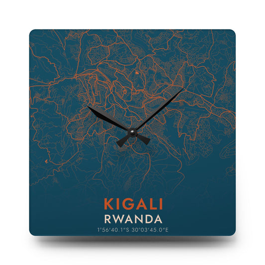 Kigali Rwanda City Map Square Wall Clock