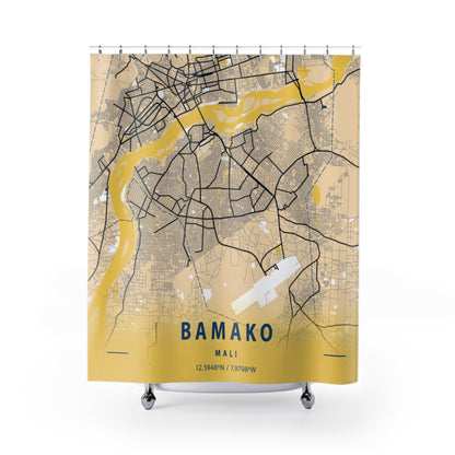 Bamako Mali City Map Print Shower Curtain