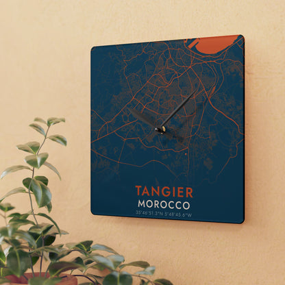 Tangier Morocco City Map Square Wall Clock