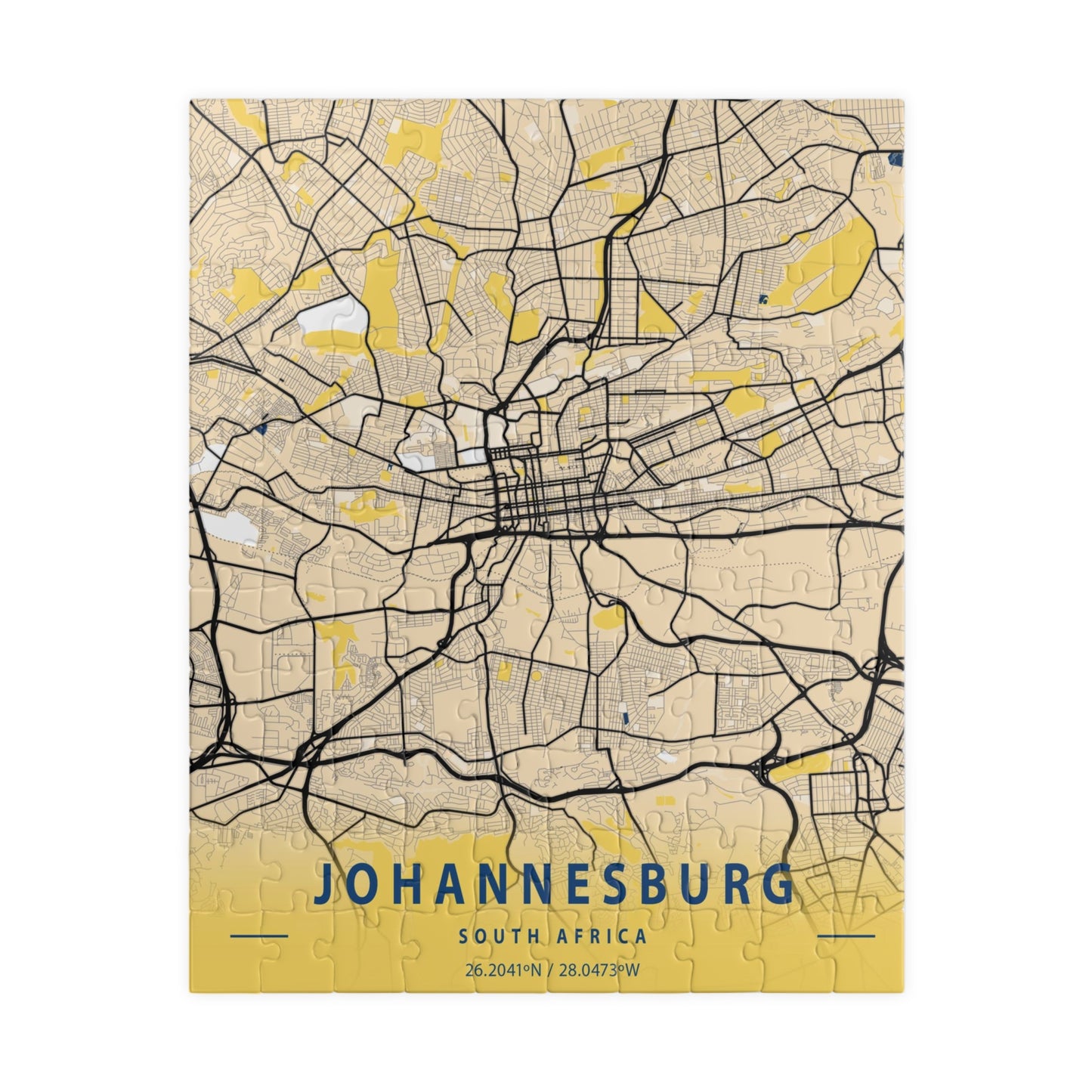 Johannesburg South Africa City Map Puzzle | Minimalist Aerial Topography Jigsaw