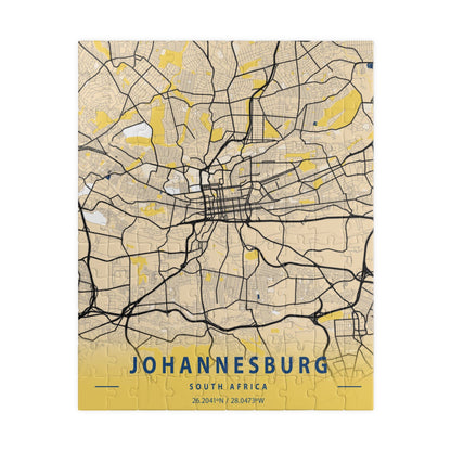 Johannesburg South Africa City Map Puzzle | Minimalist Aerial Topography Jigsaw