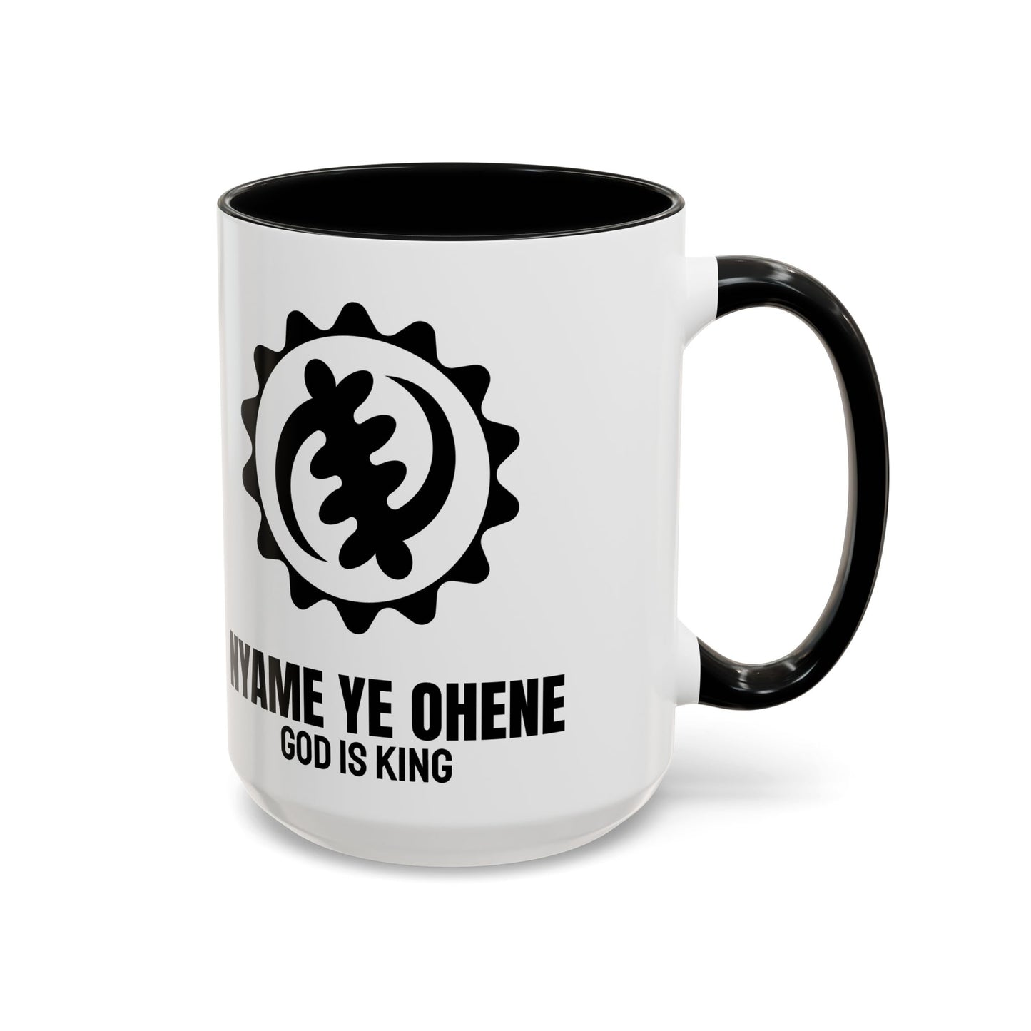 Adinkra Symbol Coffee Mug NYAME YE OHENE - African Faith & Royalty