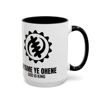 Adinkra Symbol Coffee Mug NYAME YE OHENE - African Faith & Royalty