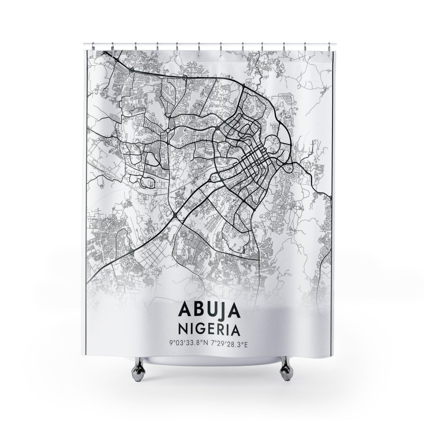 Abuja Nigeria City Map Print Shower Curtain