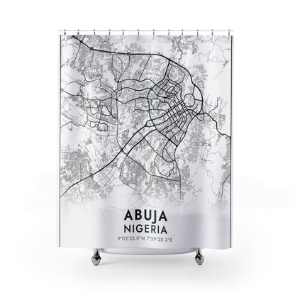 Abuja Nigeria City Map Print Shower Curtain