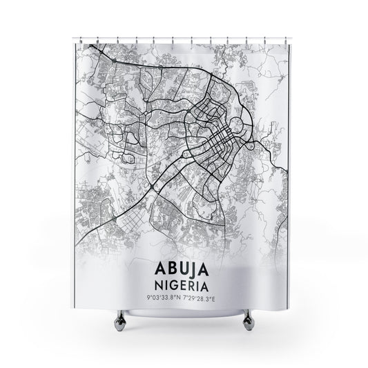 Abuja Nigeria City Map Print Shower Curtain
