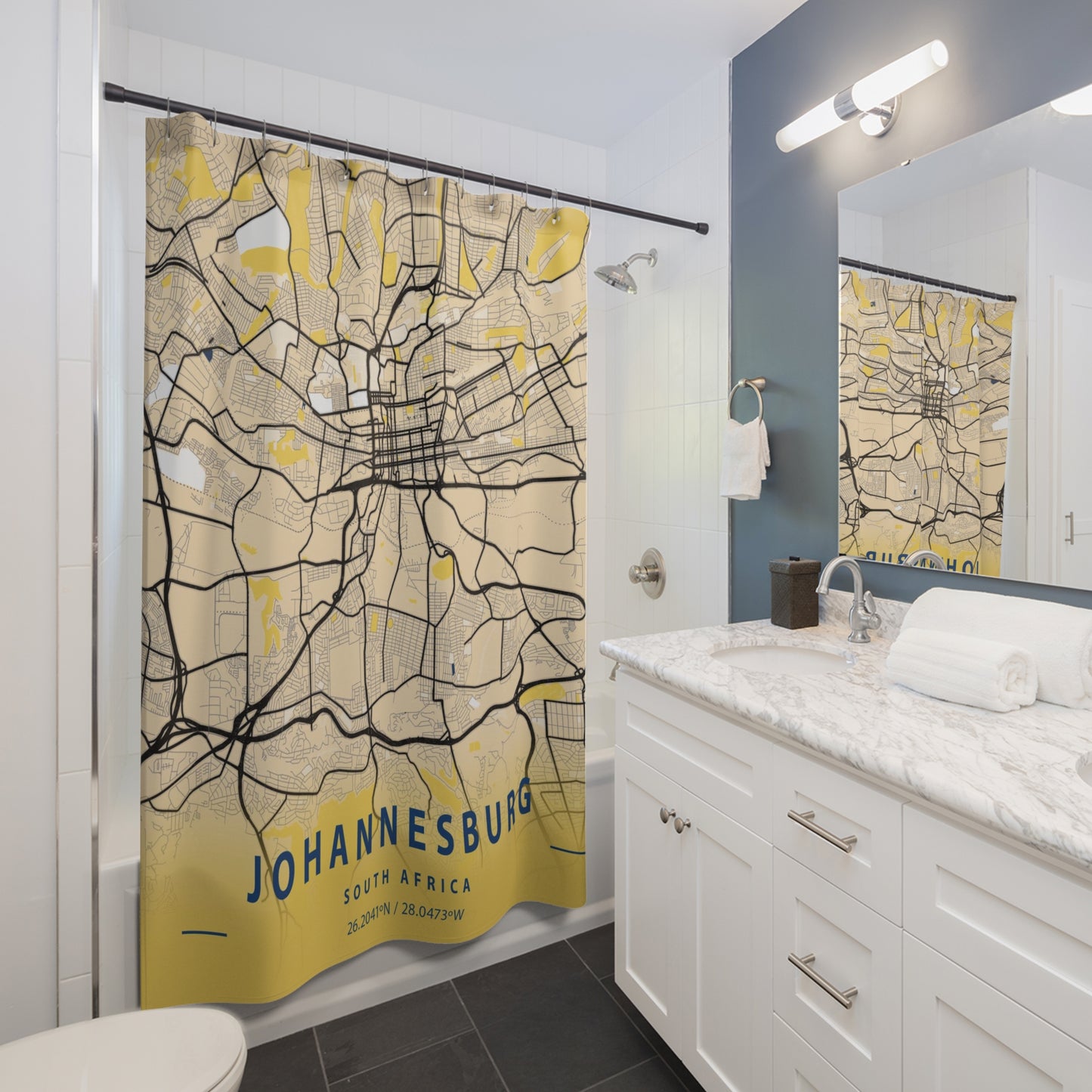 Johannesburg South Africa City Map Print Shower Curtain