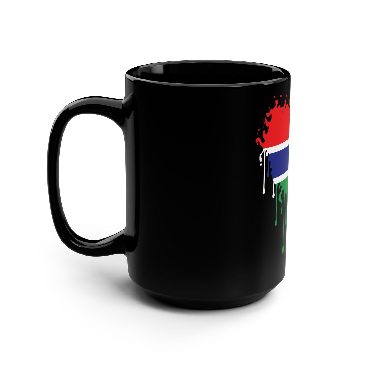 The Gambia Flag Drip Black Coffee Mug, 15 oz