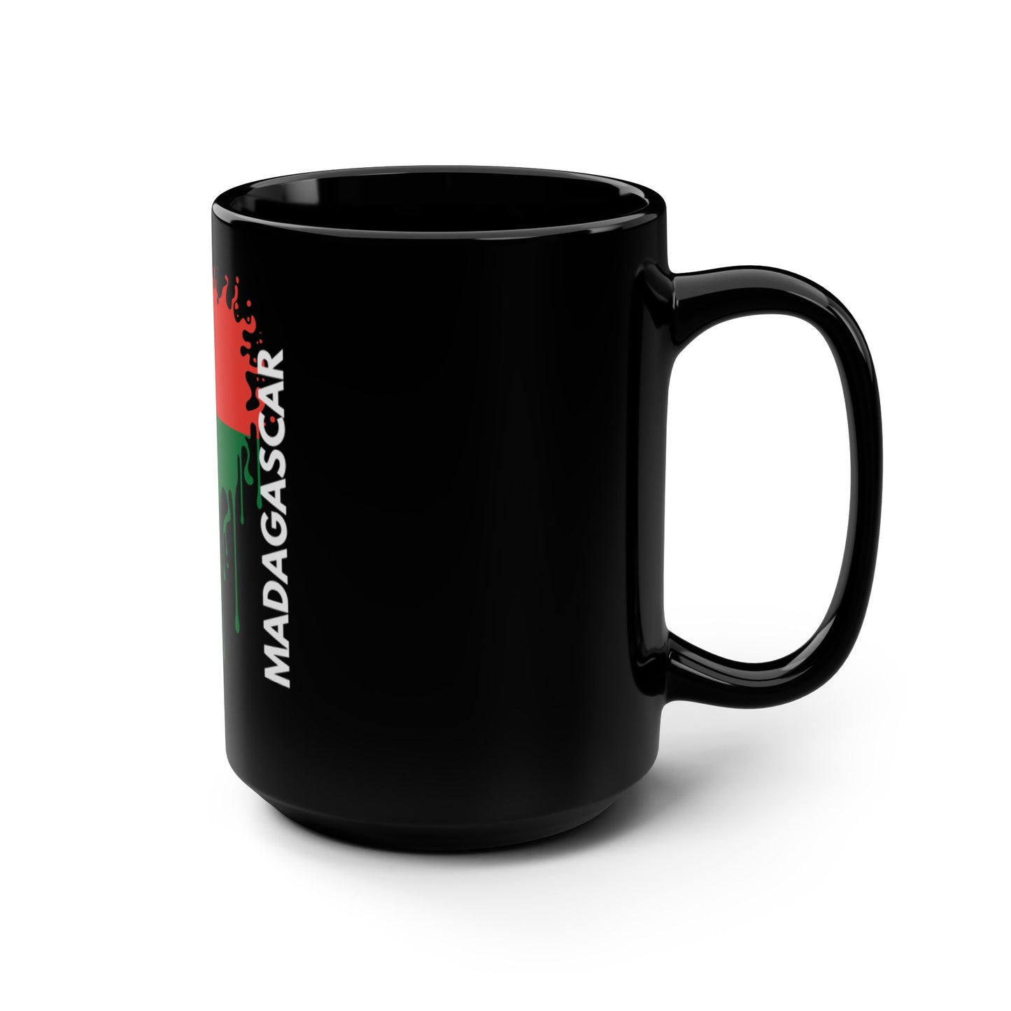 Madagascar Flag Drip Black Coffee Mug, 15 oz