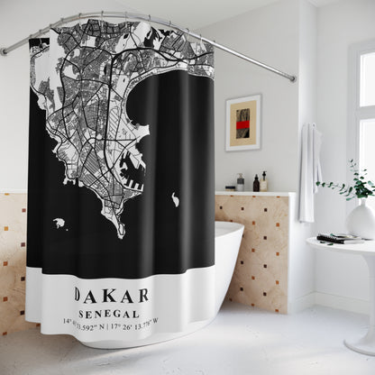 Dakar Senegal City Map Print Shower Curtain