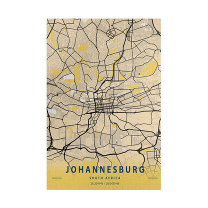 Johannesburg South Africa City Map Puzzle | Minimalist Aerial Topography Jigsaw