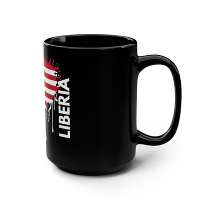 Liberia Flag Black Coffee Mug, 15 oz