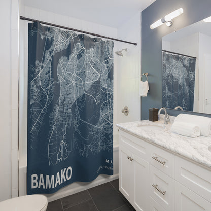 Bamako Mali City Map Print Shower Curtain