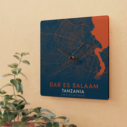 Dar Es Salaam Tanzania City Map Square Wall Clock