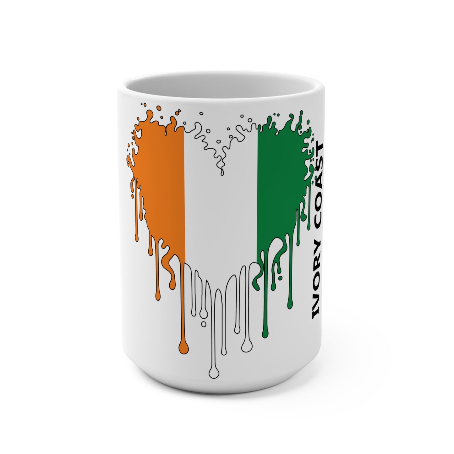Ivory Coast, Cote d'Ivoire Flag Drip Coffee Mug 15oz