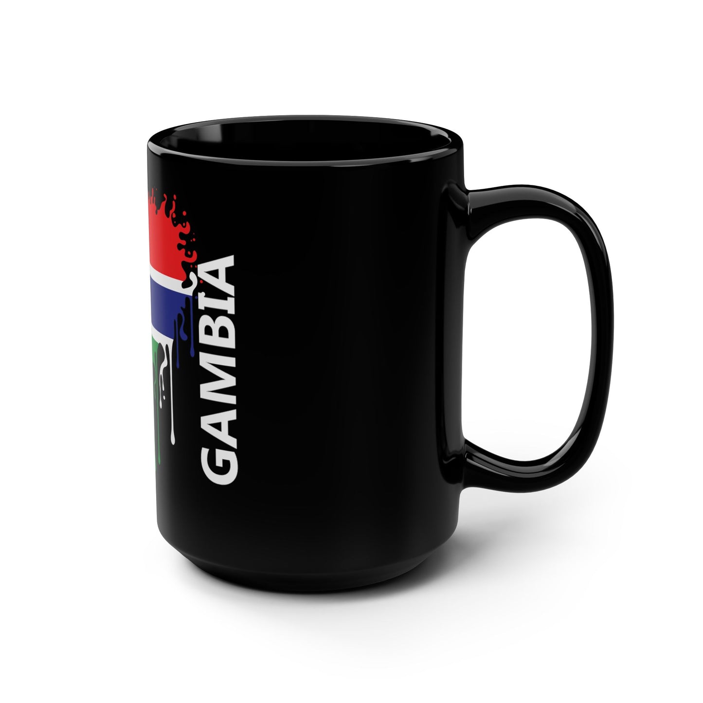 The Gambia Flag Drip Black Coffee Mug, 15 oz