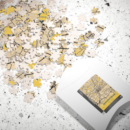 Johannesburg South Africa City Map Puzzle | Minimalist Aerial Topography Jigsaw