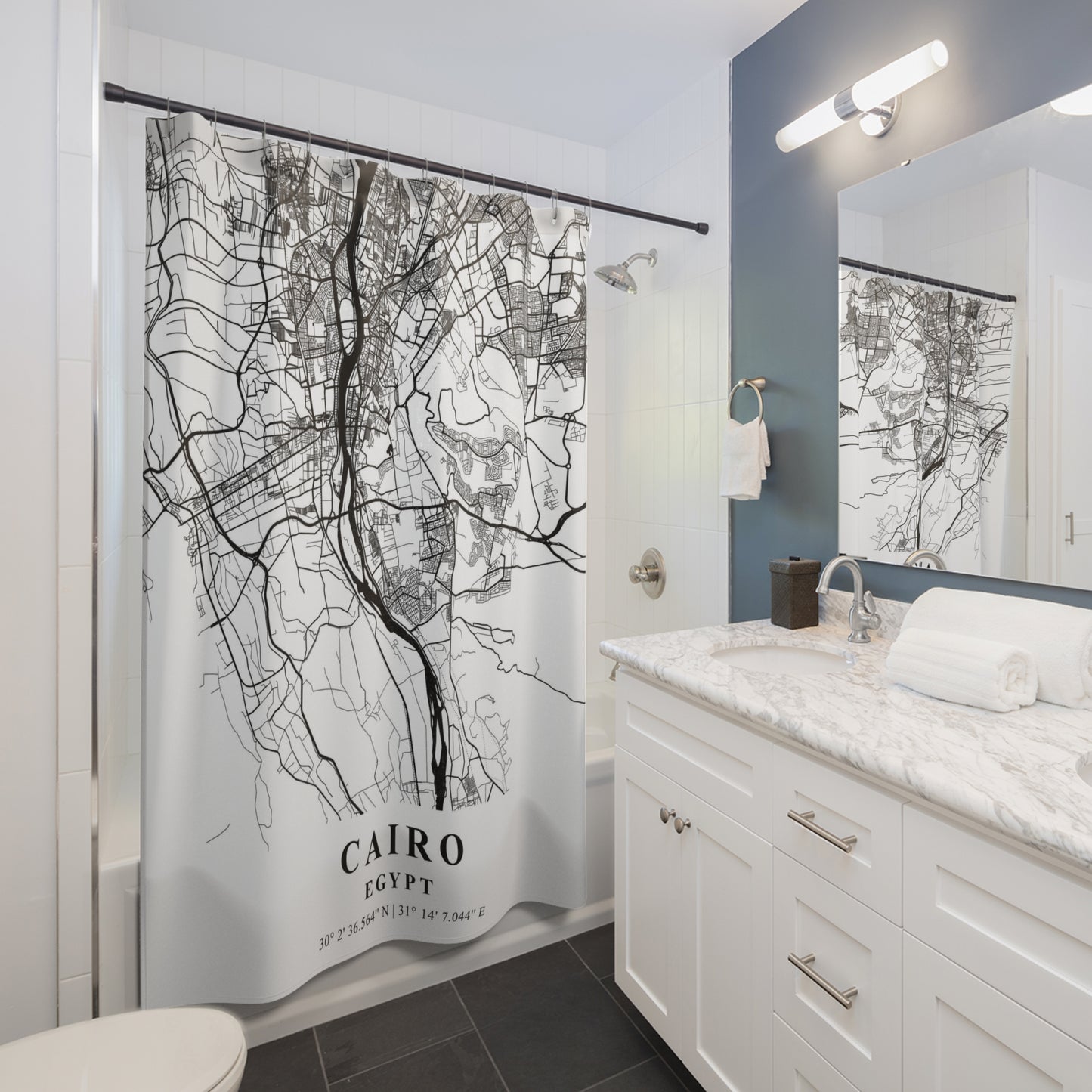 Cairo Egypt City Map Print Shower Curtain