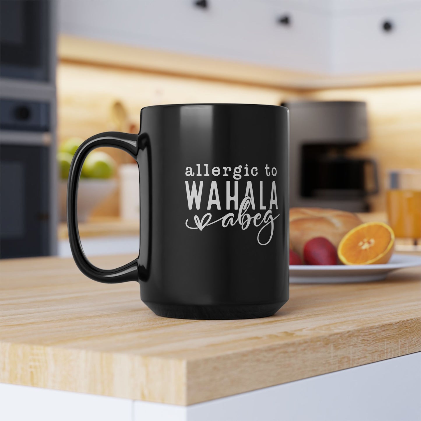 Allergic to Wahala Abeg Coffee Mug Black - 15oz