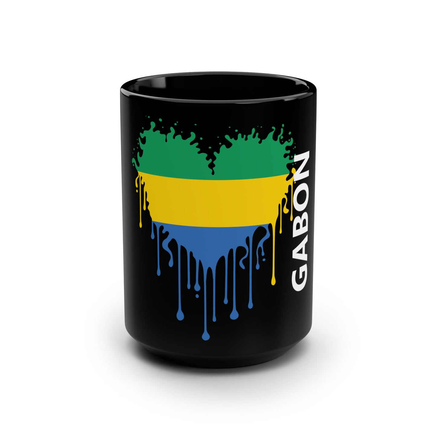 Gabon Flag Drip Black Coffee Mug 15 oz