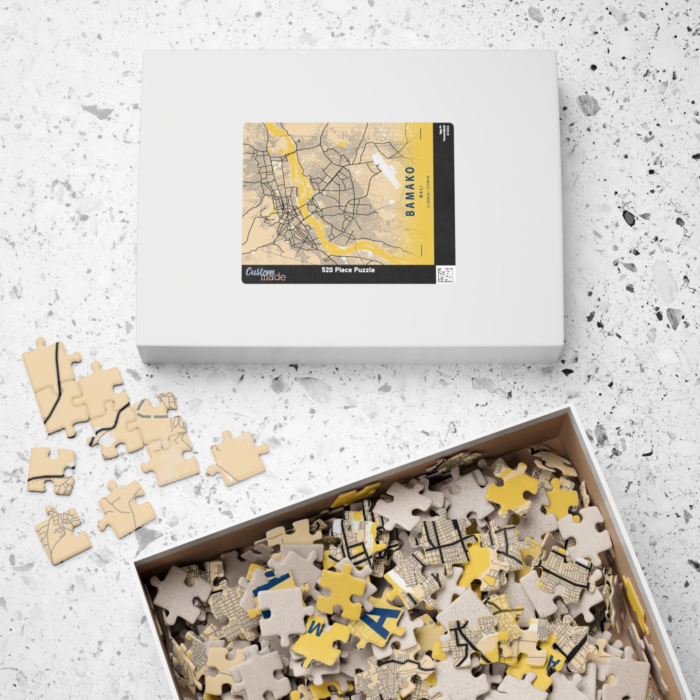 Bamako Mali City Map Puzzle | Minimalist Aerial Topography Jigsaw