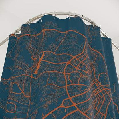 Abuja Nigeria City Map Print Shower Curtain