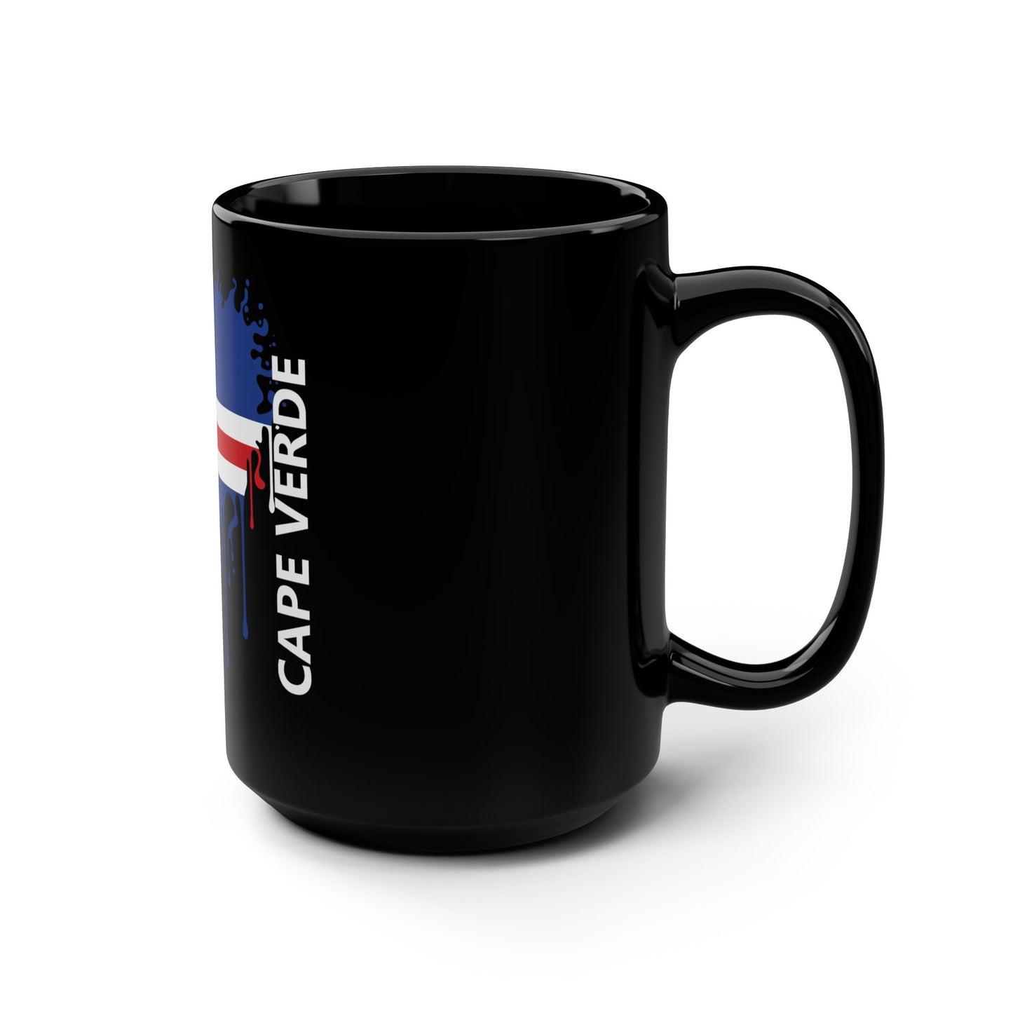 Cape Verde Flag Drip Black Coffee Mug, 15 oz