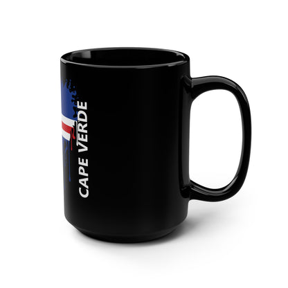 Cape Verde Flag Drip Black Coffee Mug, 15 oz