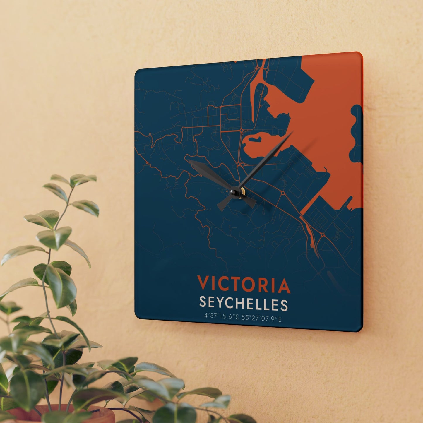 Victoria Seychelles City Map Square Wall Clock