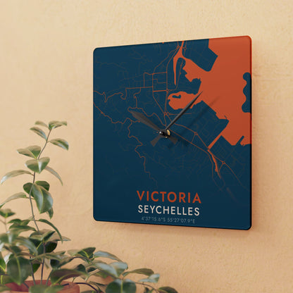 Victoria Seychelles City Map Square Wall Clock